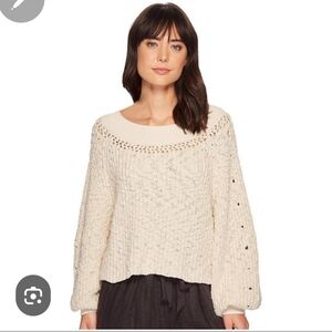 Free People Women's Cream Knit Sweater Sz S